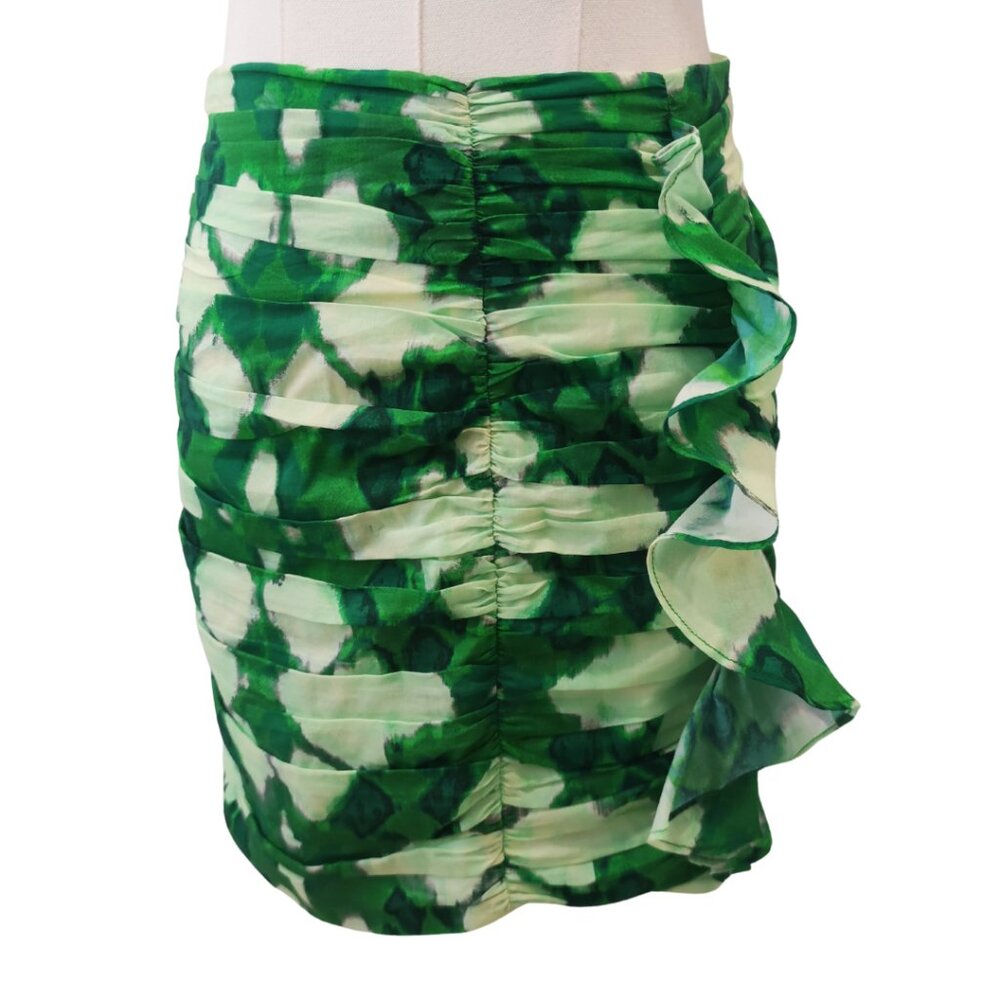 Zara Green and White Ruffle Skirt